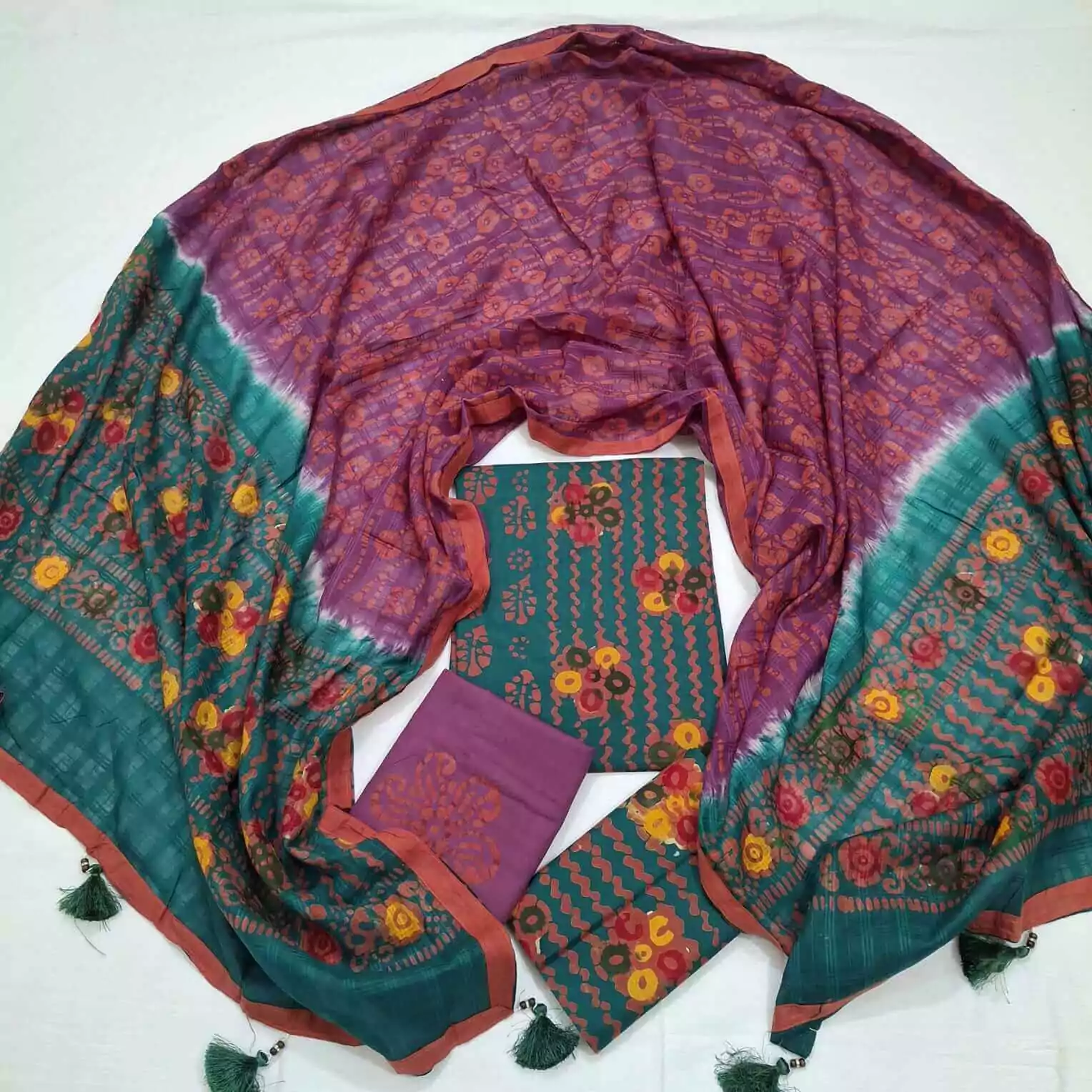 Exclusive Unstitched Premium Cotton Batik 3pcs Dress